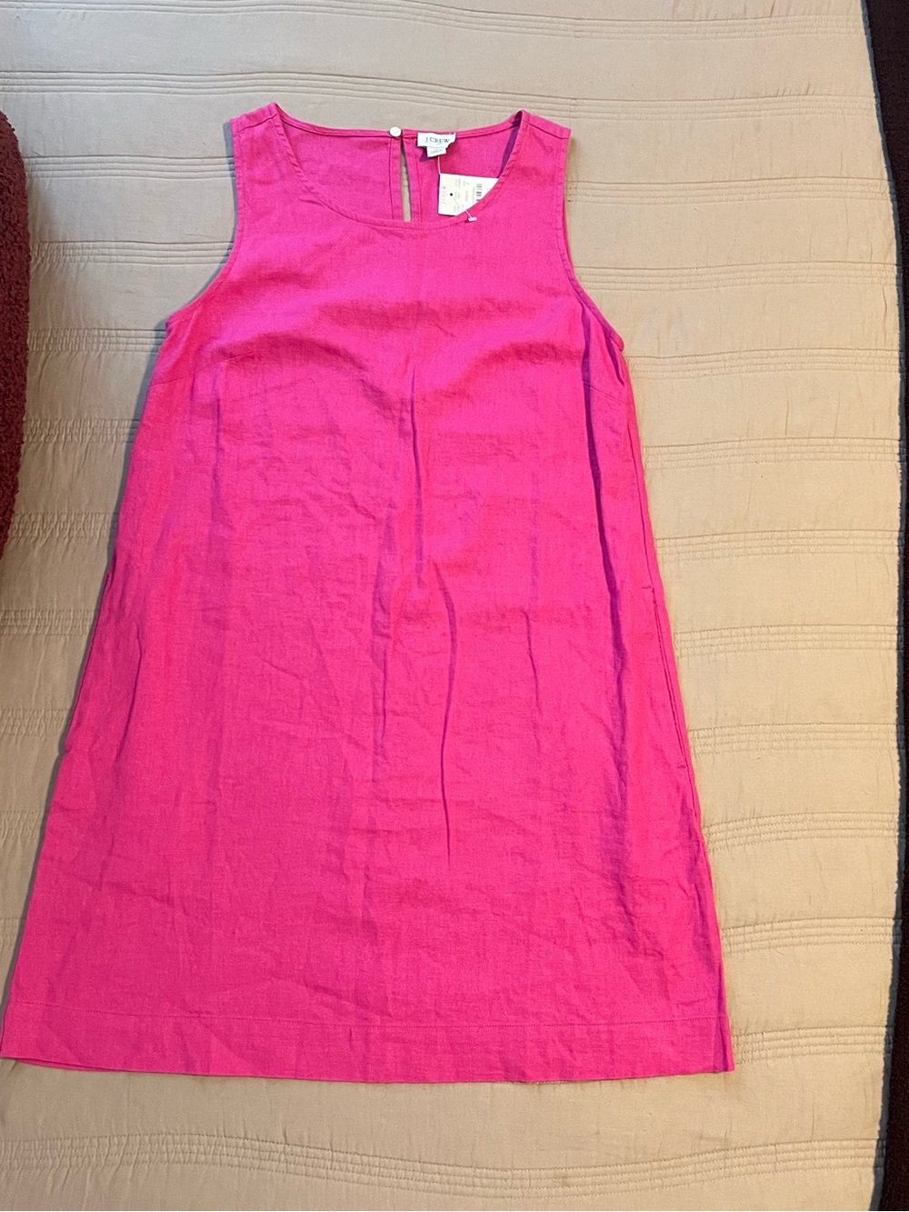 J. Crew Sleeveless Shift Dress Hot Pink Linen Viscose Party Date Night Chic